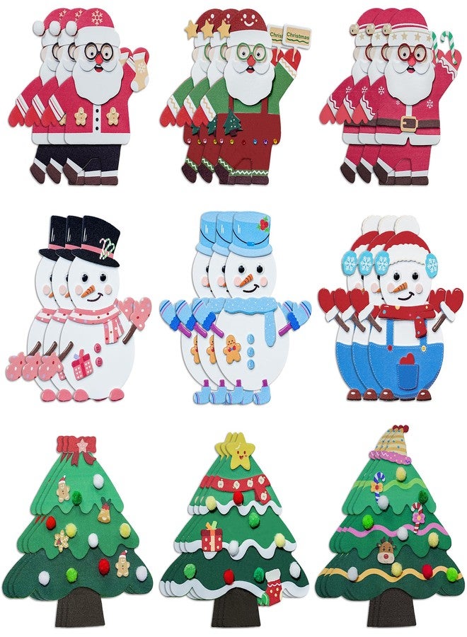 28°C 27 Sets Christmas Crafts for Kids Winter Arts and Crafts DIY Christmas Trees Snowmen Santa Claus Christmas Foam Stickers Tree Ornaments for Home Classroom Activities Party Favors Supplies - Image 1
